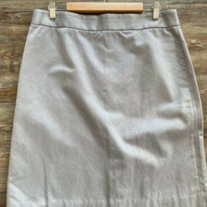 J.Crew Pencil Skirt 12 Light Grey Stretch Cotton Sateen Straight Fit Knee Length